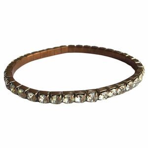 Vintage Tennis Bracelet Rhinestone Stretchy Copper Color Brass